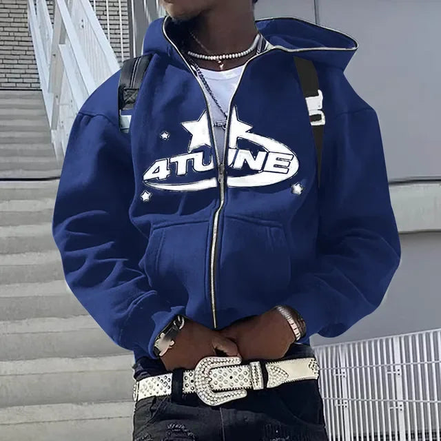 Zip up Hoodies Cardigan Hooded Warmth Sweatshirt Aesthetics Letter Print Trend Casual Hip Hop Y2K New Sweatshirts Men'S Clothing