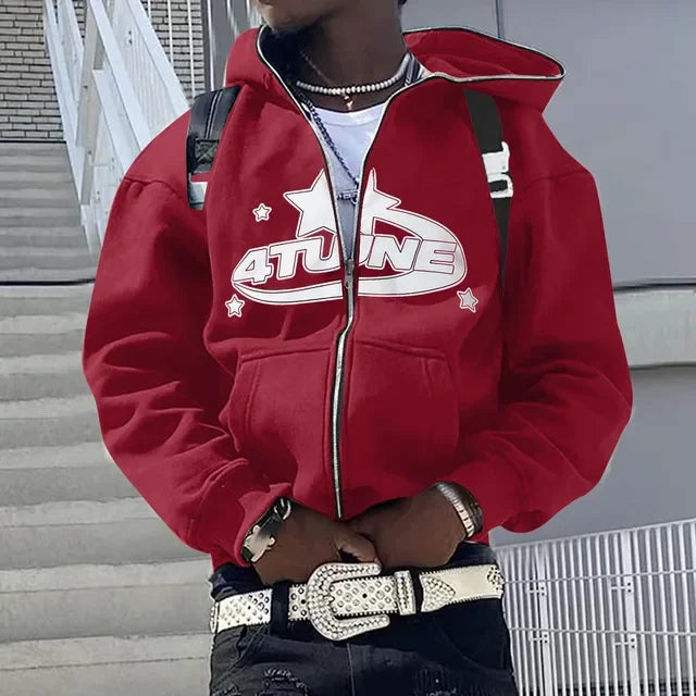 Zip up Hoodies Cardigan Hooded Warmth Sweatshirt Aesthetics Letter Print Trend Casual Hip Hop Y2K New Sweatshirts Men'S Clothing