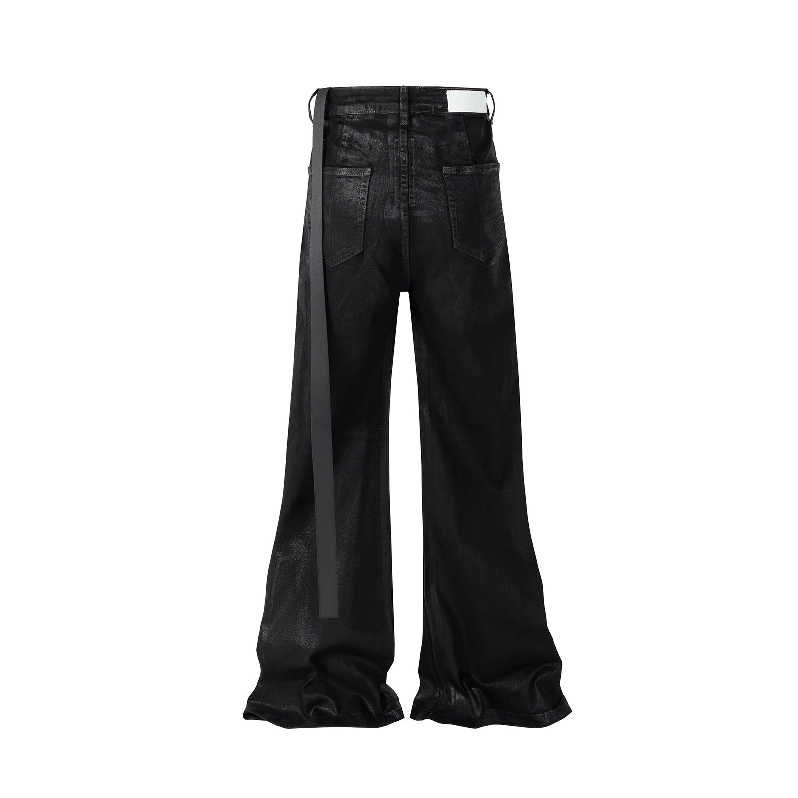 Streetwear Black Wax Leather Strecth Jeans for Men Ropa Hombre Baggy Y2K Flare Pants Oversized Straight Denim Trousers