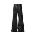 Streetwear Black Wax Leather Strecth Jeans for Men Ropa Hombre Baggy Y2K Flare Pants Oversized Straight Denim Trousers